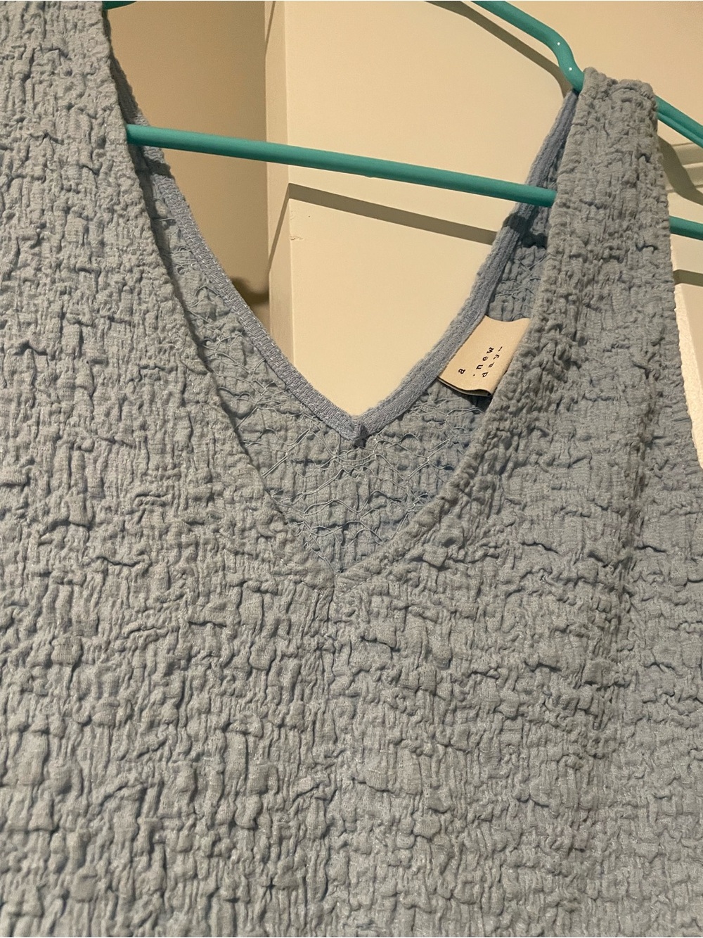 a new day Light Blue Textured V-Neck Tank Top